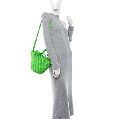 Balenciaga Nylon Lambskin Woven Small Ibiza Basket With Strap Green 2 of 8