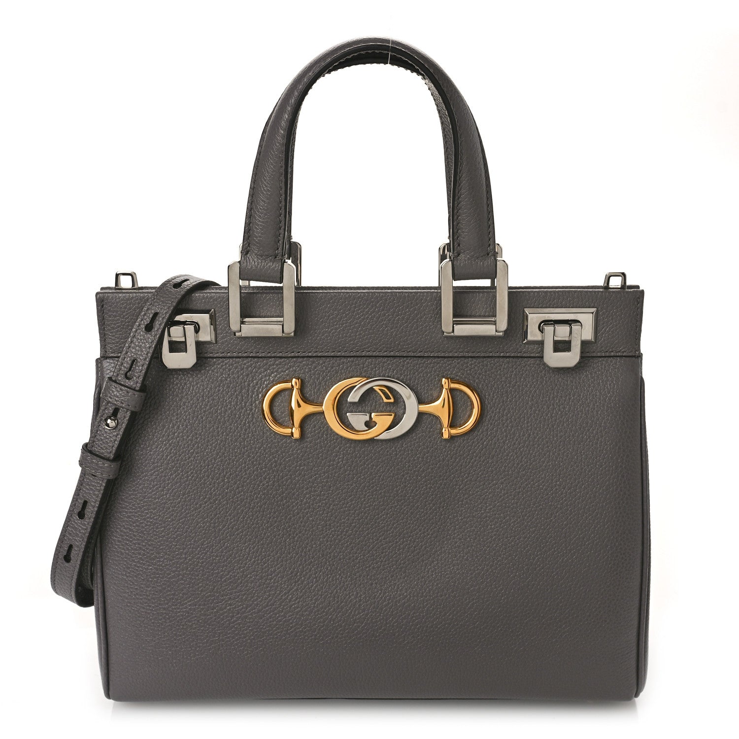 Gucci Grainy Calfskin Small Zumi Top Handle Bag Dusty Grey 1 of 11