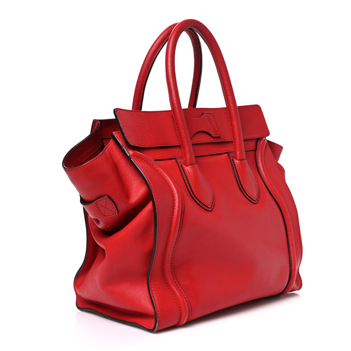 Celine Drummed Calfskin Mini Luggage Coquelicot 3 of 11