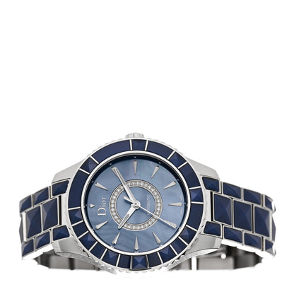 Christian Dior Stainless Steel Diamond Blue Mother of Pearl 38mm Christal Automatic Watch 2 of 5