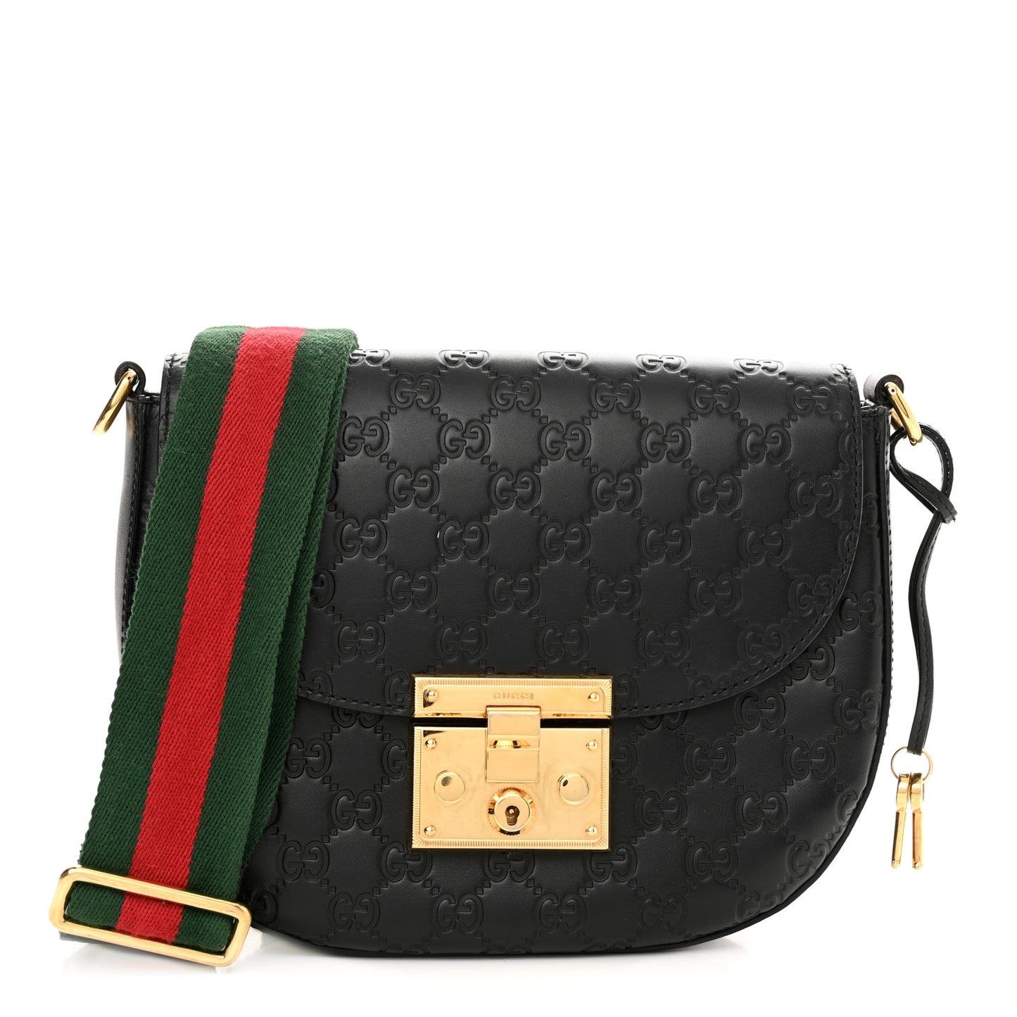 Guccissima Web Medium Padlock Messenger Shoulder Bag Black