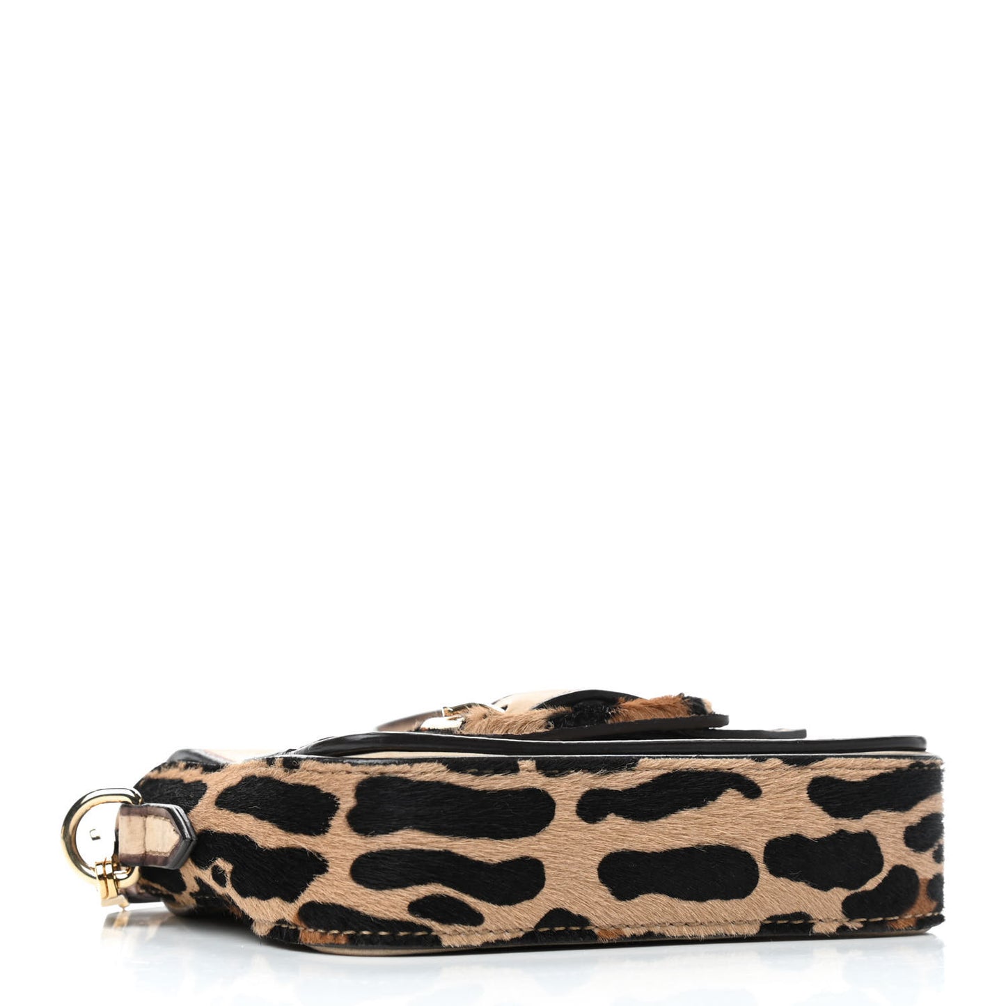 Suede Calf Hair Leopard Print Buckled Crossbody Bag