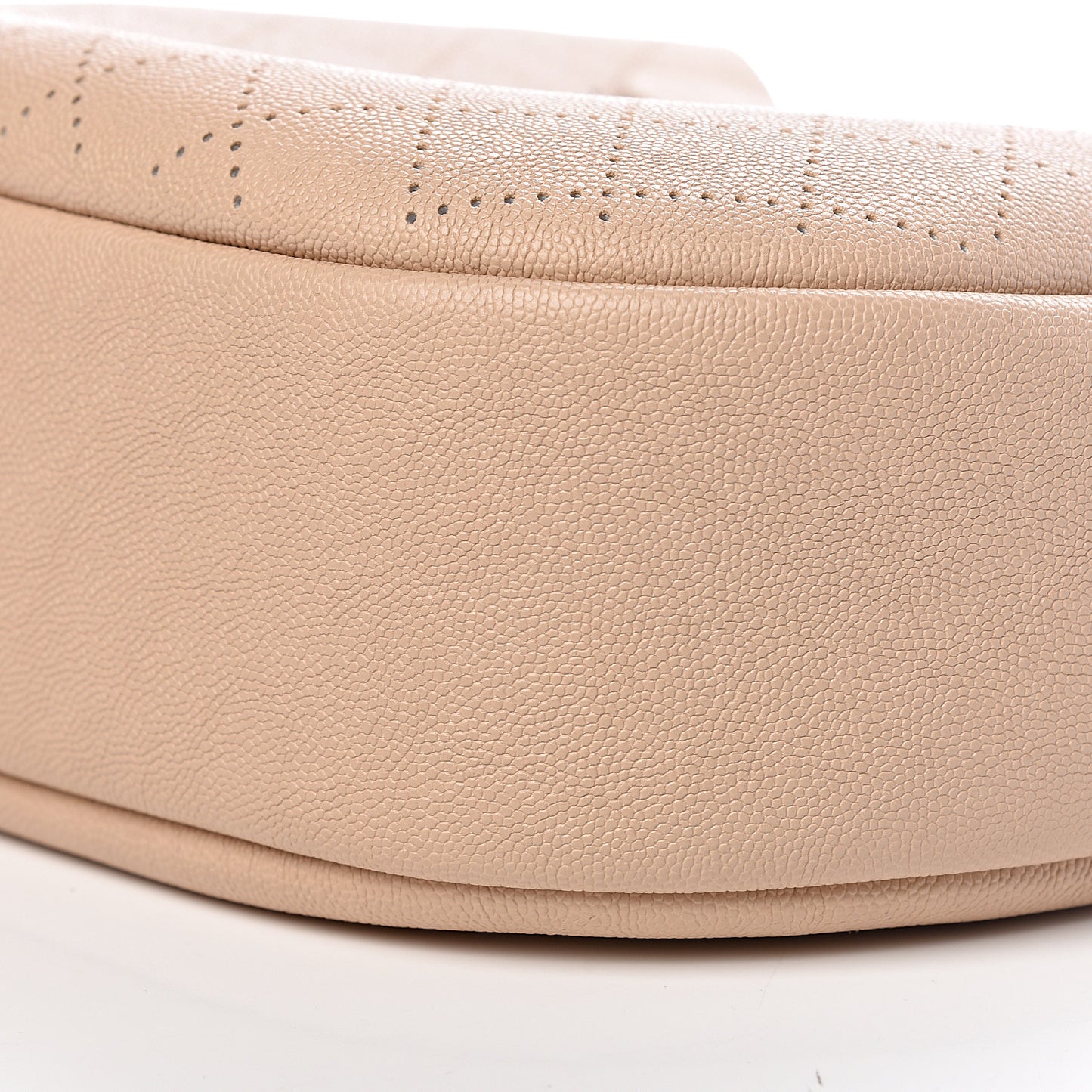 Grained Calfskin Perforated Small Flap Hobo Beige