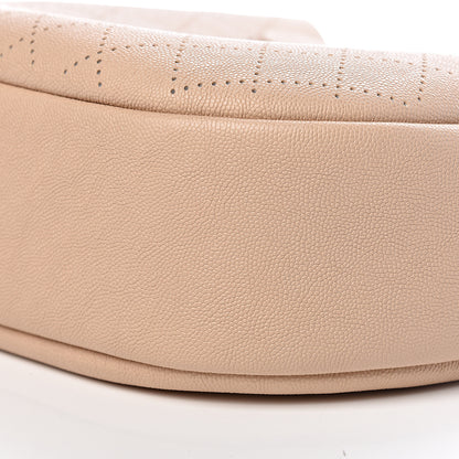 Chanel Grained Calfskin Perforated Small Flap Hobo Beige 10 of 10