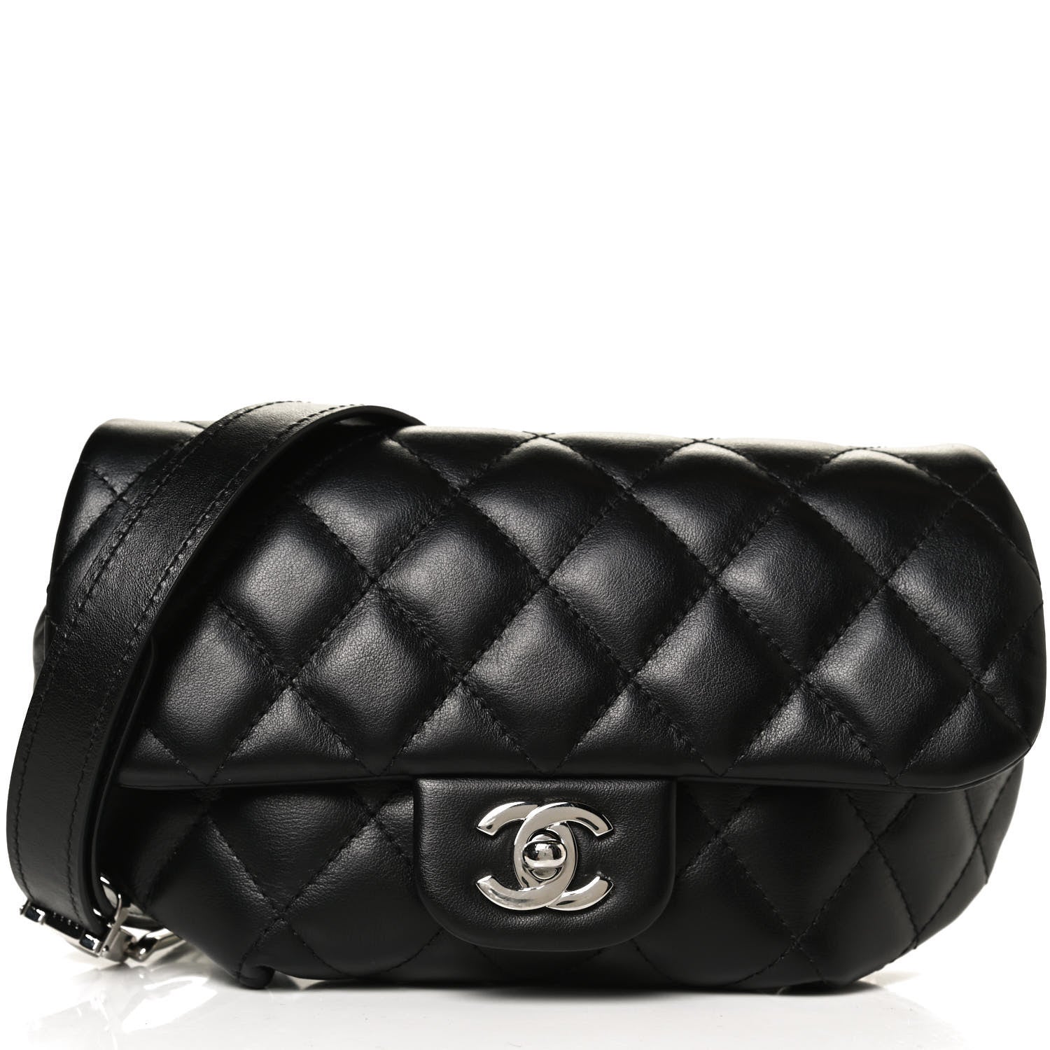 Chanel Calfskin Quilted CC Uniform Flap Belt Bag Black 8 of 15