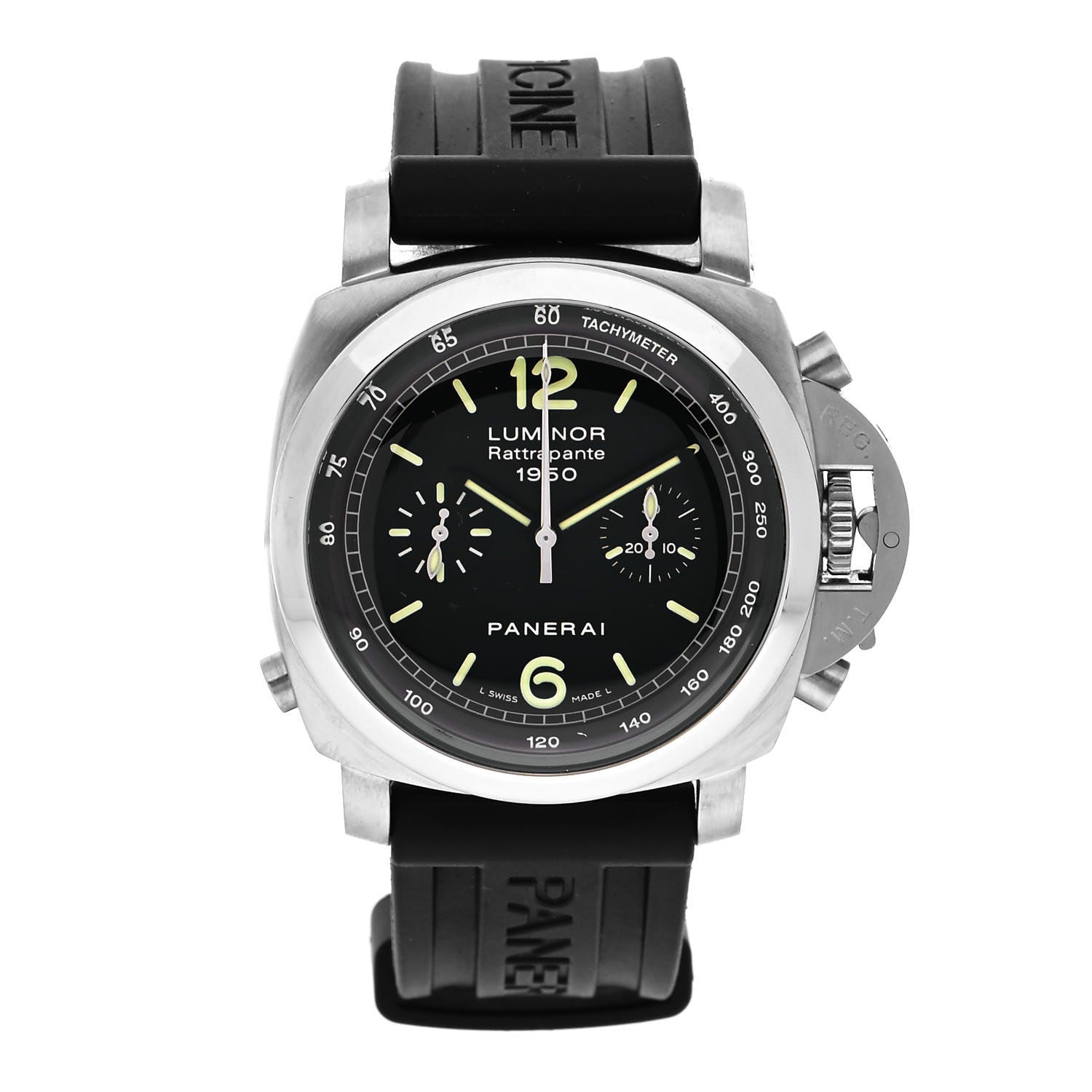 Panerai Stainless Steel Rubber 44mm Luminor Rattrapante 1950 Automatic Watch Black PAM00213 1 of 5
