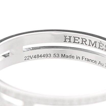 Hermes 18K White Gold Diamond Ariane Wedding Band Ring 53 6.5 5 of 7