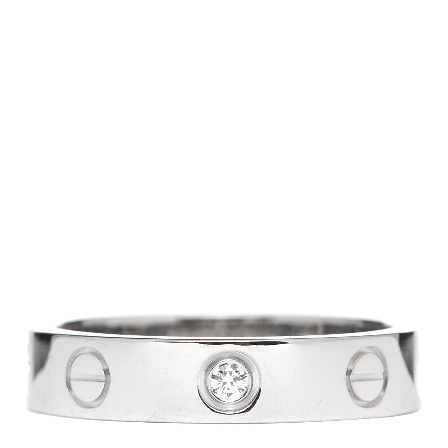 Cartier 18K White Gold Diamond 4mm LOVE Wedding Band Ring 50 5.25 1 of 5