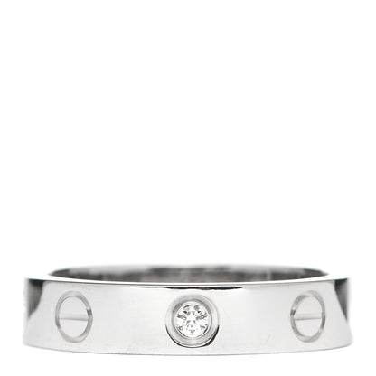 Cartier 18K White Gold Diamond 4mm LOVE Wedding Band Ring 50 5.25 1 of 5