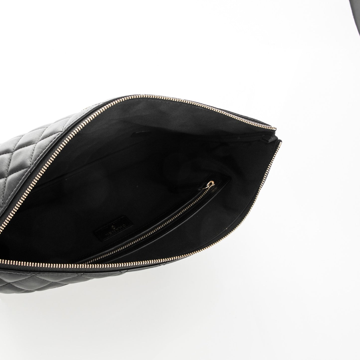 Lambskin Quilted Large Cosmetic Case Black