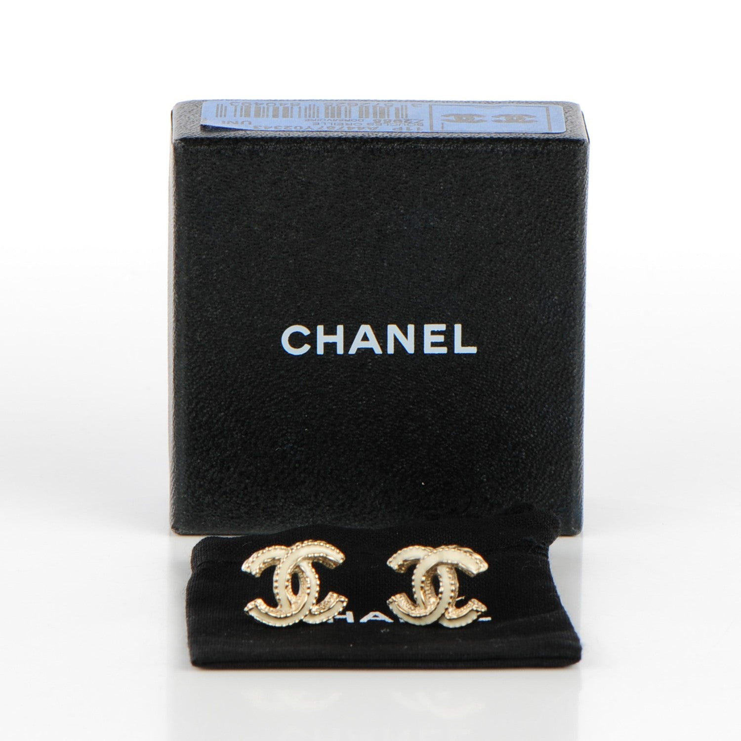 Chanel Enamel CC Earrings Gold Ivory 5 of 5