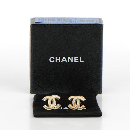 Chanel Enamel CC Earrings Gold Ivory 5 of 5