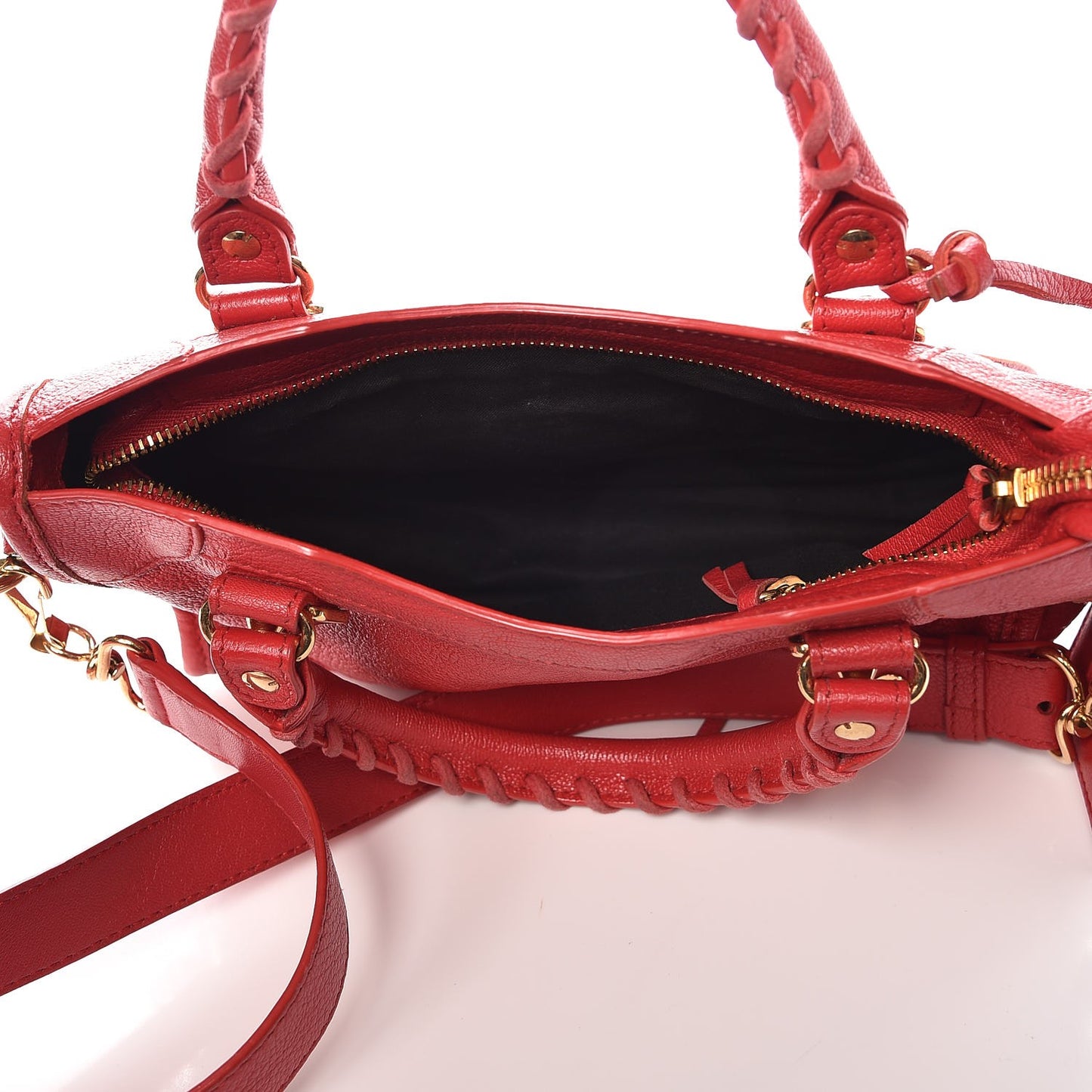 Chevre Gold Metallic Edge Hardware Mini City Rouge Grenade
