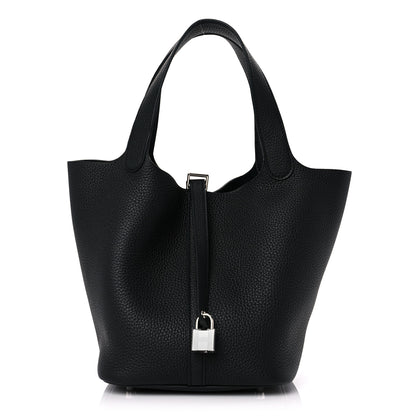 Hermes Taurillon Clemence Picotin Lock 22 MM Black 1 of 11