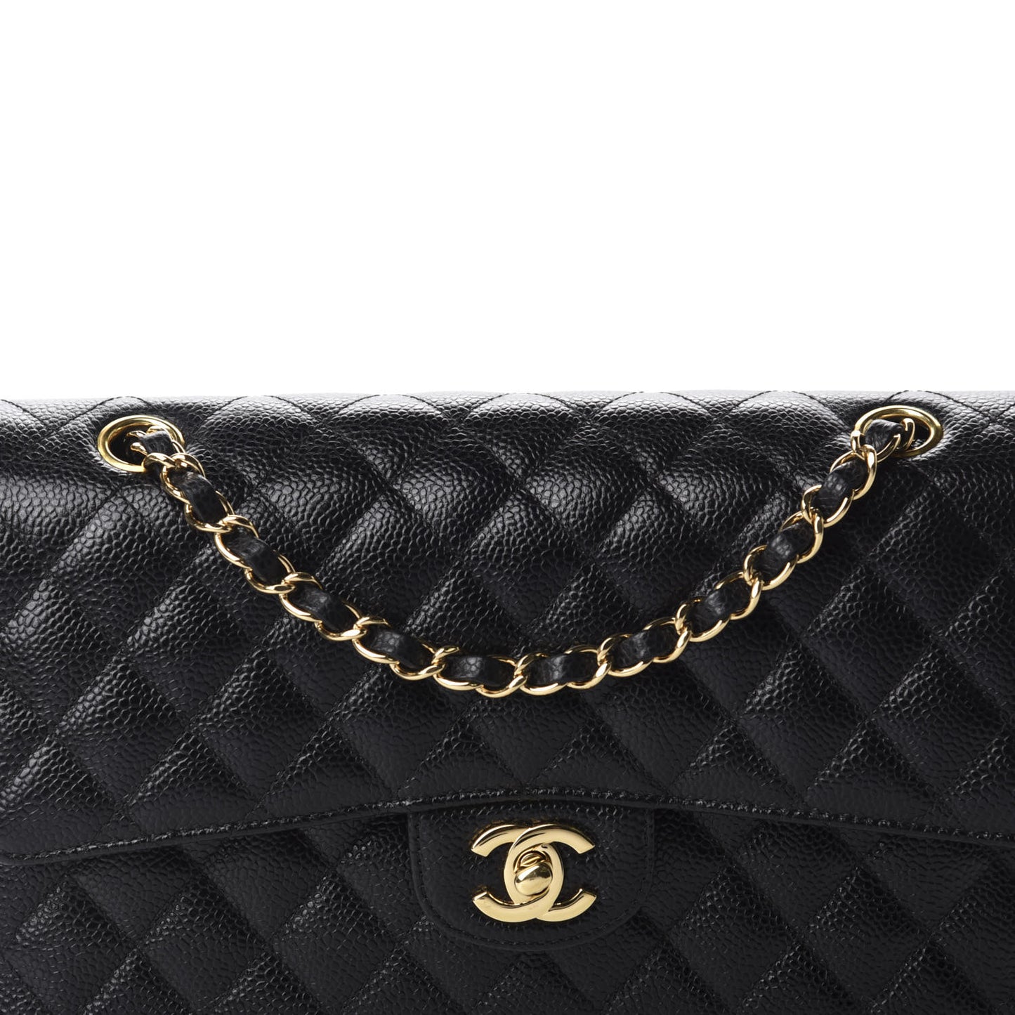 Caviar Quilted Medium Double Flap Black