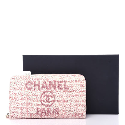 Chanel Lurex Canvas Deauville Medium Zip Around Wallet Pink 9 of 9