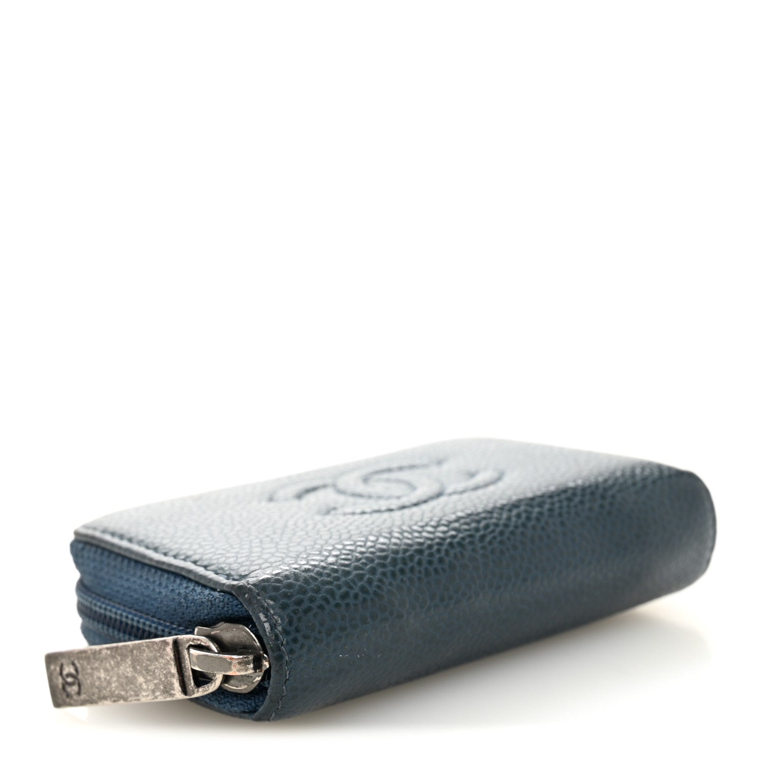 Chanel Caviar Timeless CC Zip Around Coin Purse Blue 4 of 7