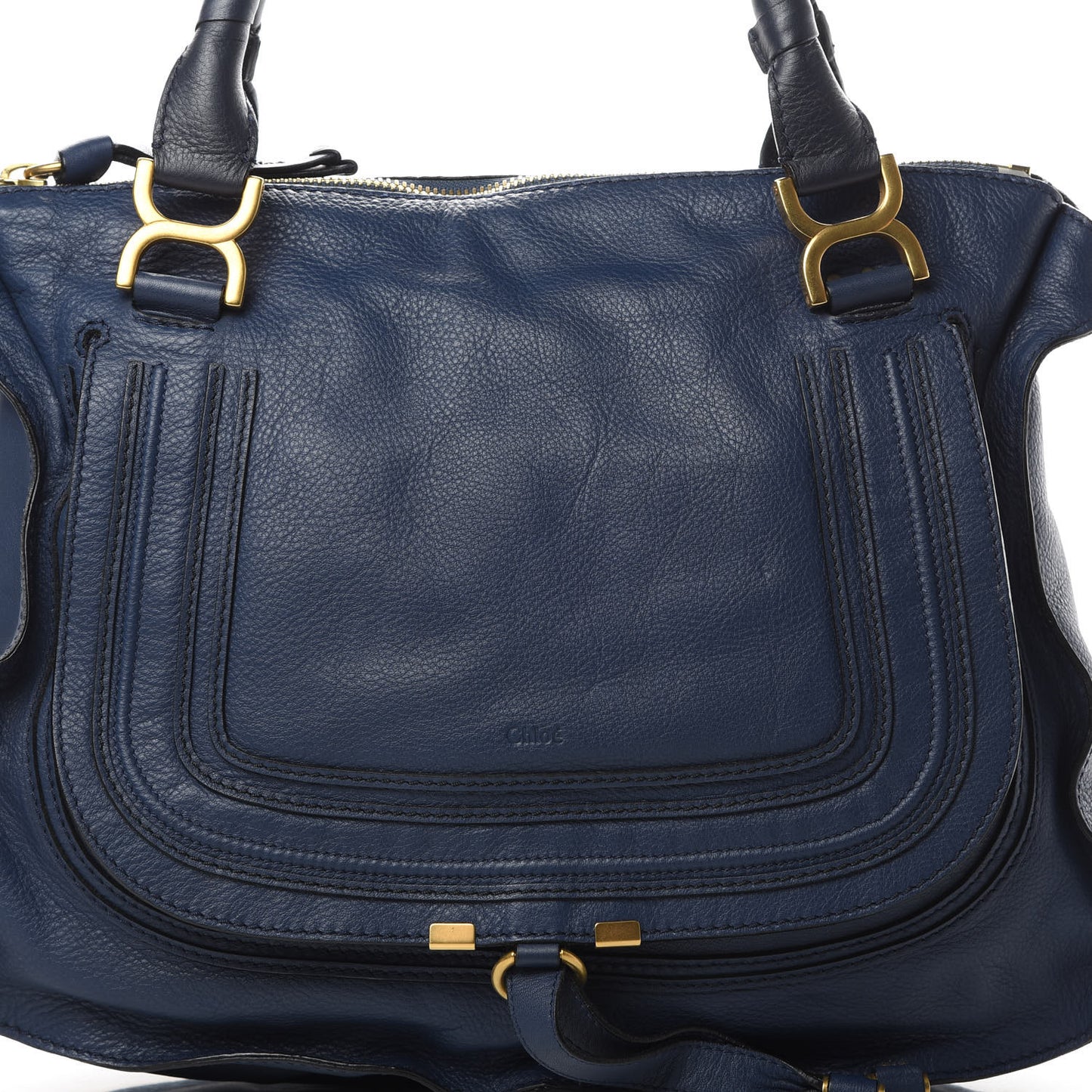 Calfskin Large Marcie Satchel Royal Navy