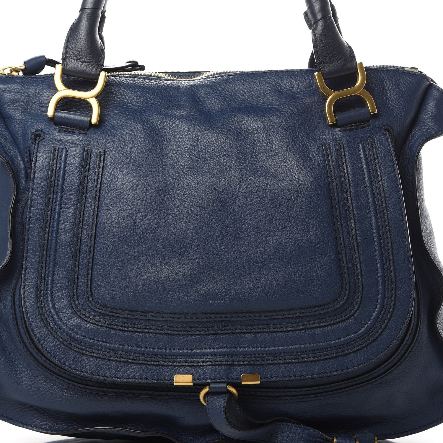 Chloe Calfskin Large Marcie Satchel Royal Navy 8 of 14