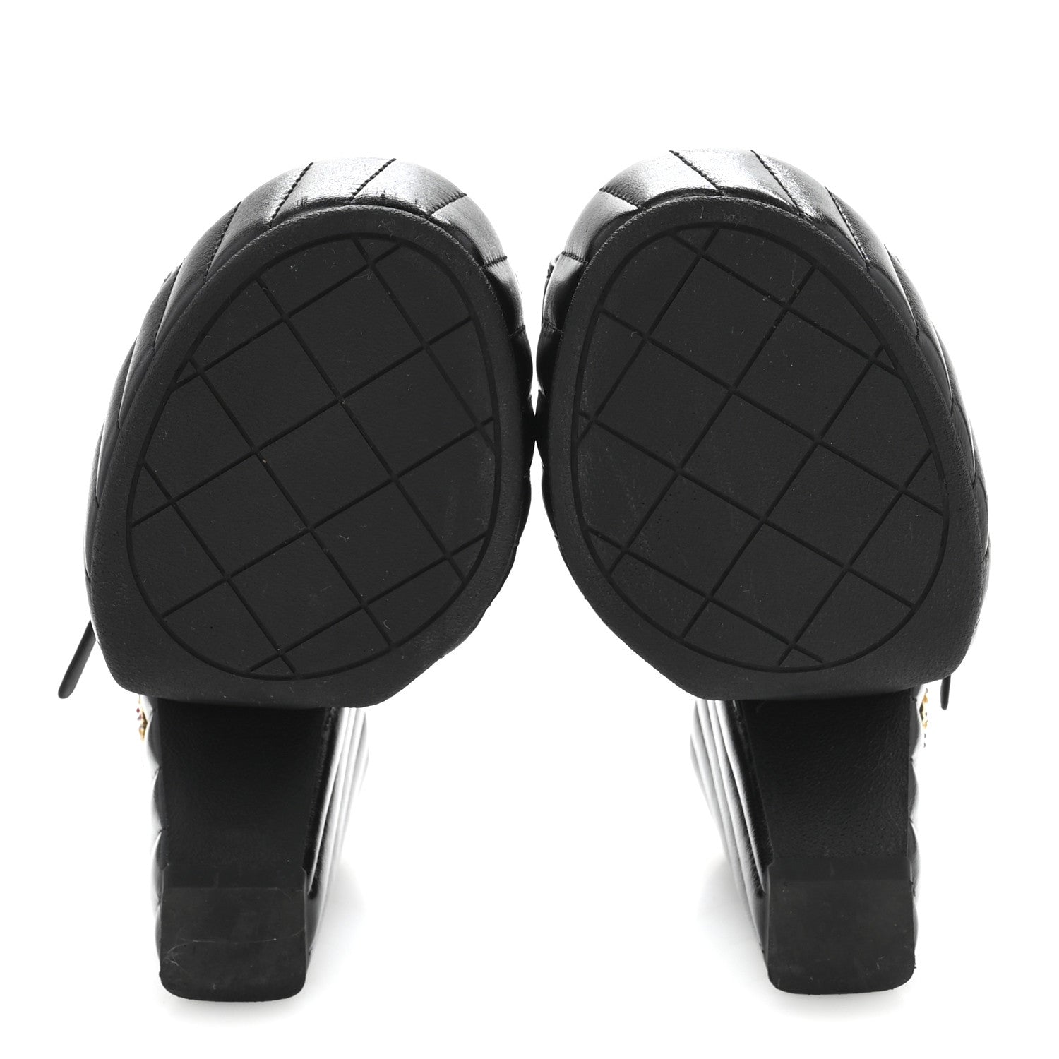 Chanel Shiny Lambskin Quilted Platform Sandals 38.5 Black 6 of 9