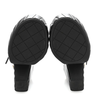 Chanel Shiny Lambskin Quilted Platform Sandals 38.5 Black 6 of 9