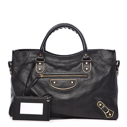 Balenciaga Chevre Gold Metallic Edge Hardware City Black 1 of 12