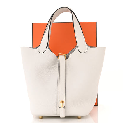 Hermes Taurillon Clemence Picotin Lock 18 PM New White 12 of 12
