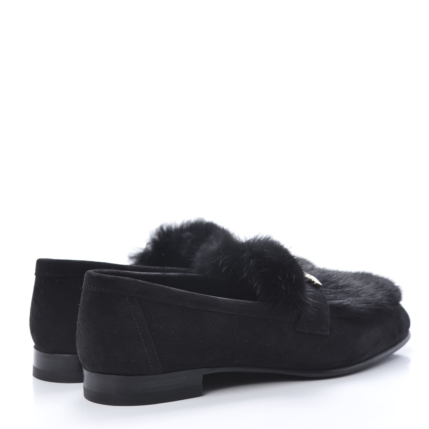 Hermes Mink Fur Suede Goatskin Paris Loafers 37 Black 4 of 8