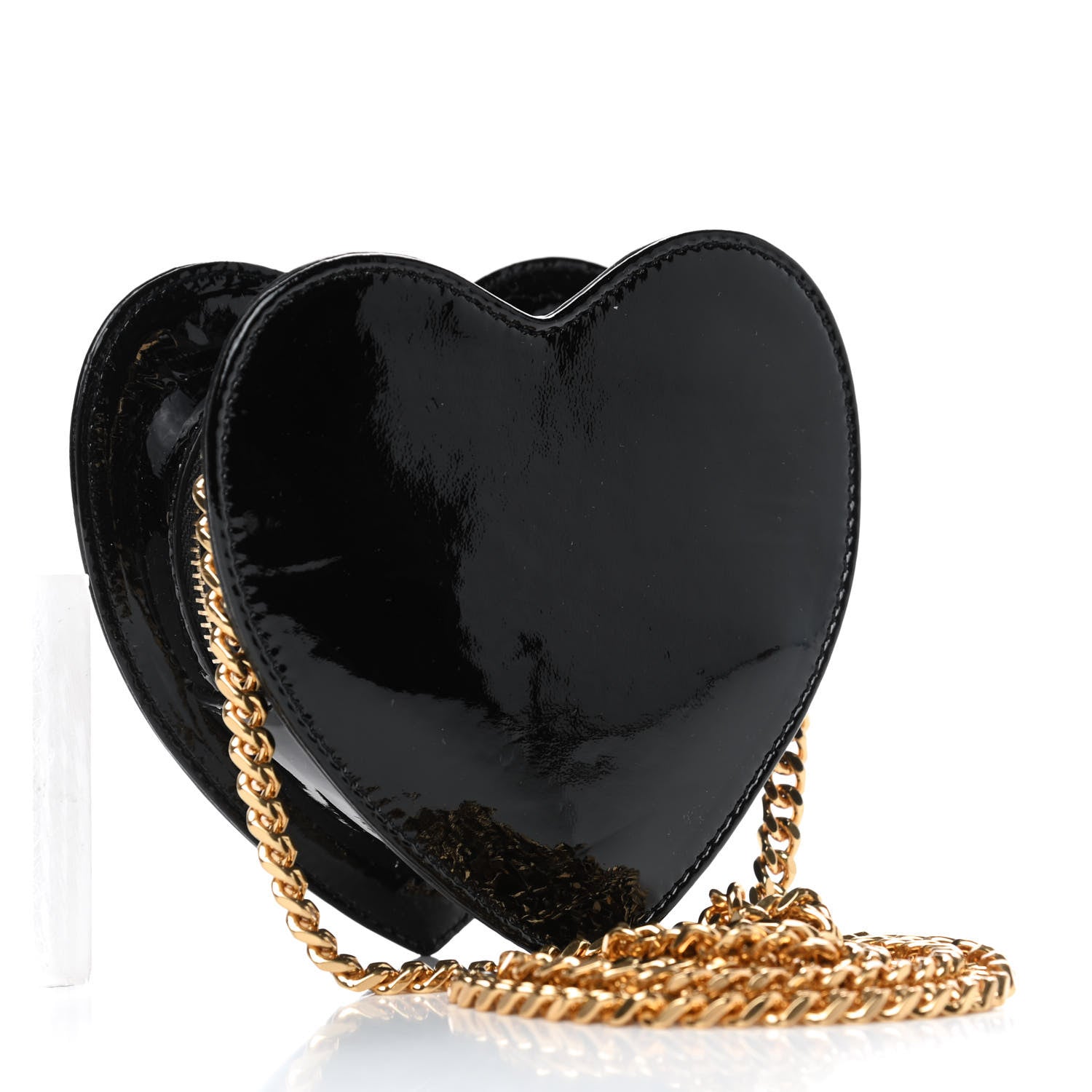 Saint Laurent Patent Small Love Heart Chain Bag Black 2 of 4