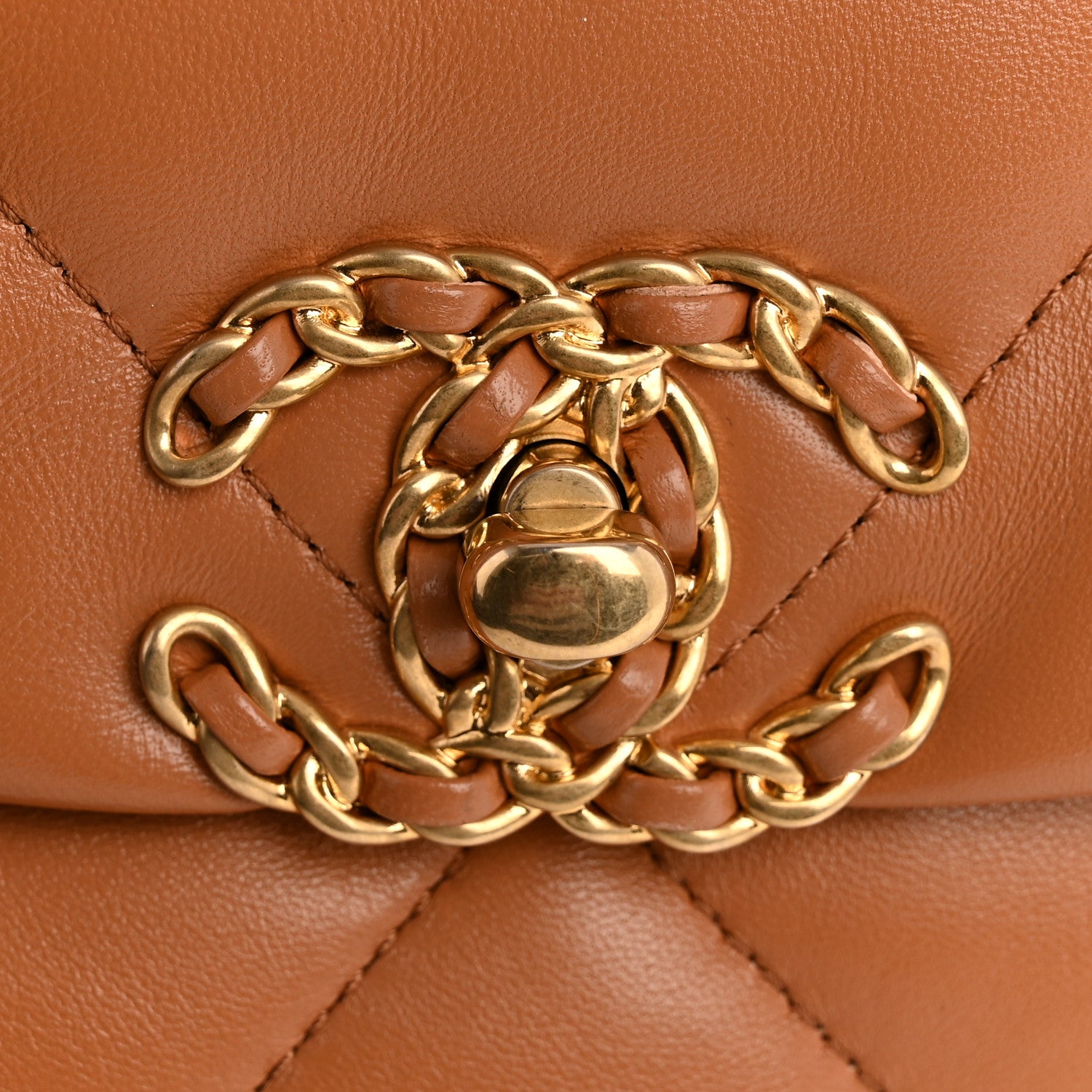 Chanel Lambskin Quilted Medium Chanel 19 Flap Brown 11 of 11