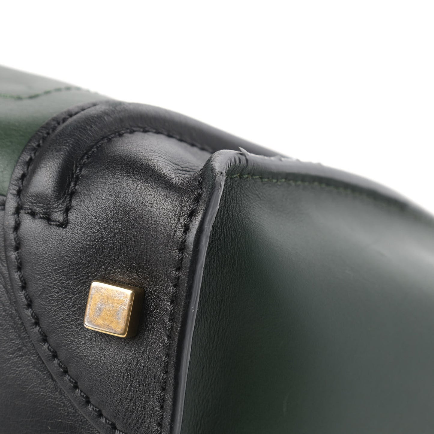 Smooth Calfskin Mini Bi-Color Luggage Forest Black