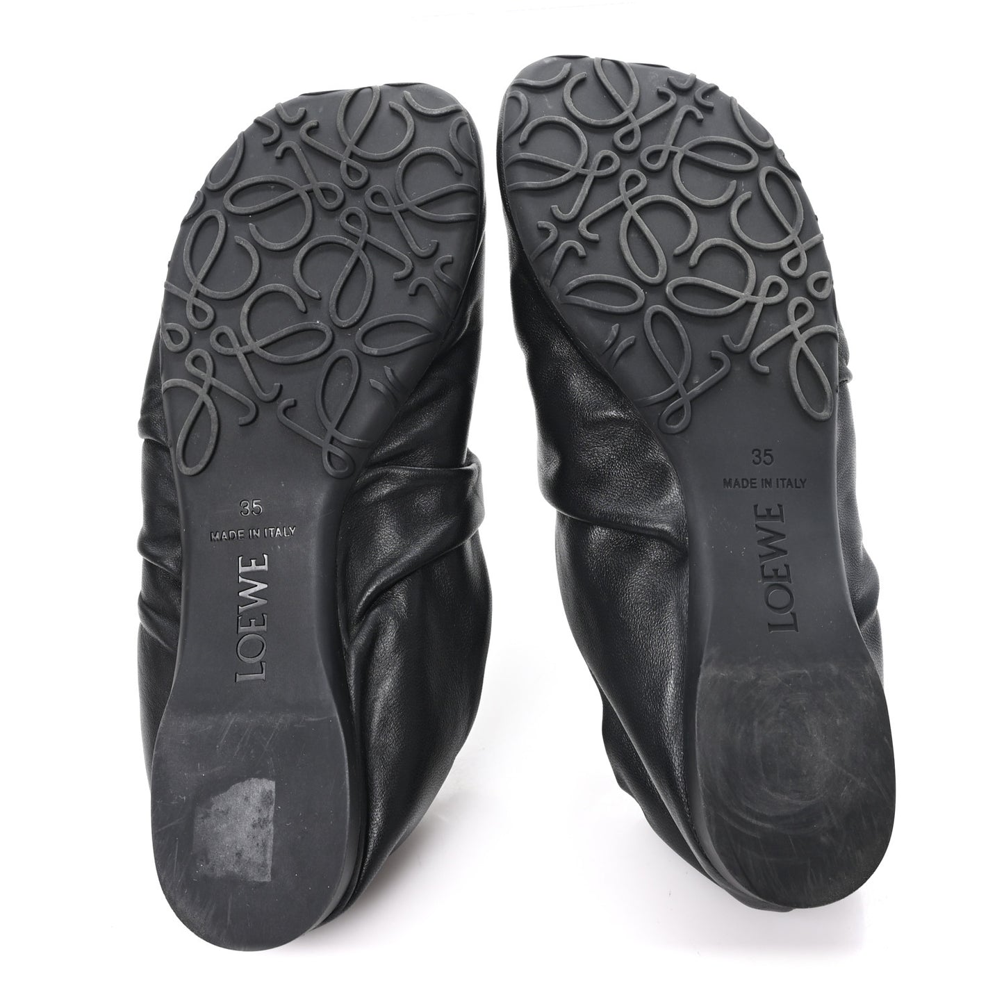 Lambskin Pebble Ballerina Flats 35 Black