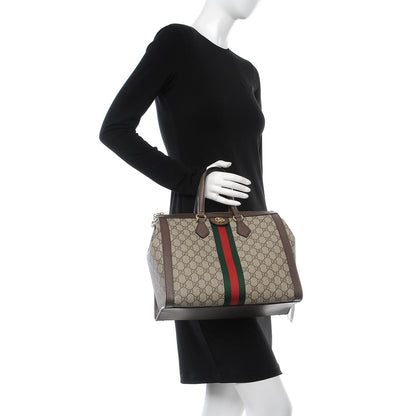 Gucci GG Supreme Monogram Web Medium Ophidia Tote Bag Brown 3 of 8