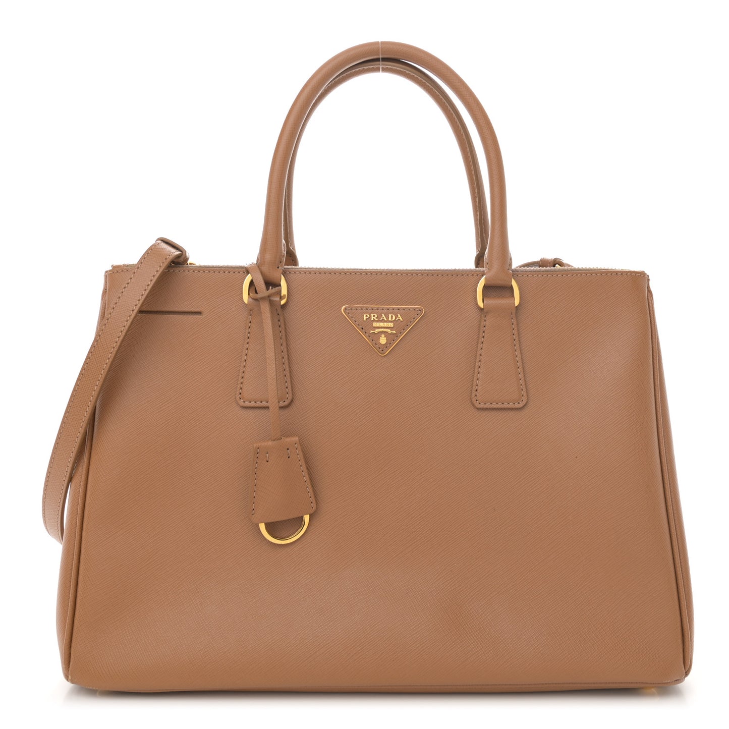 Saffiano Medium Galleria Double Zip Tote Caramel
