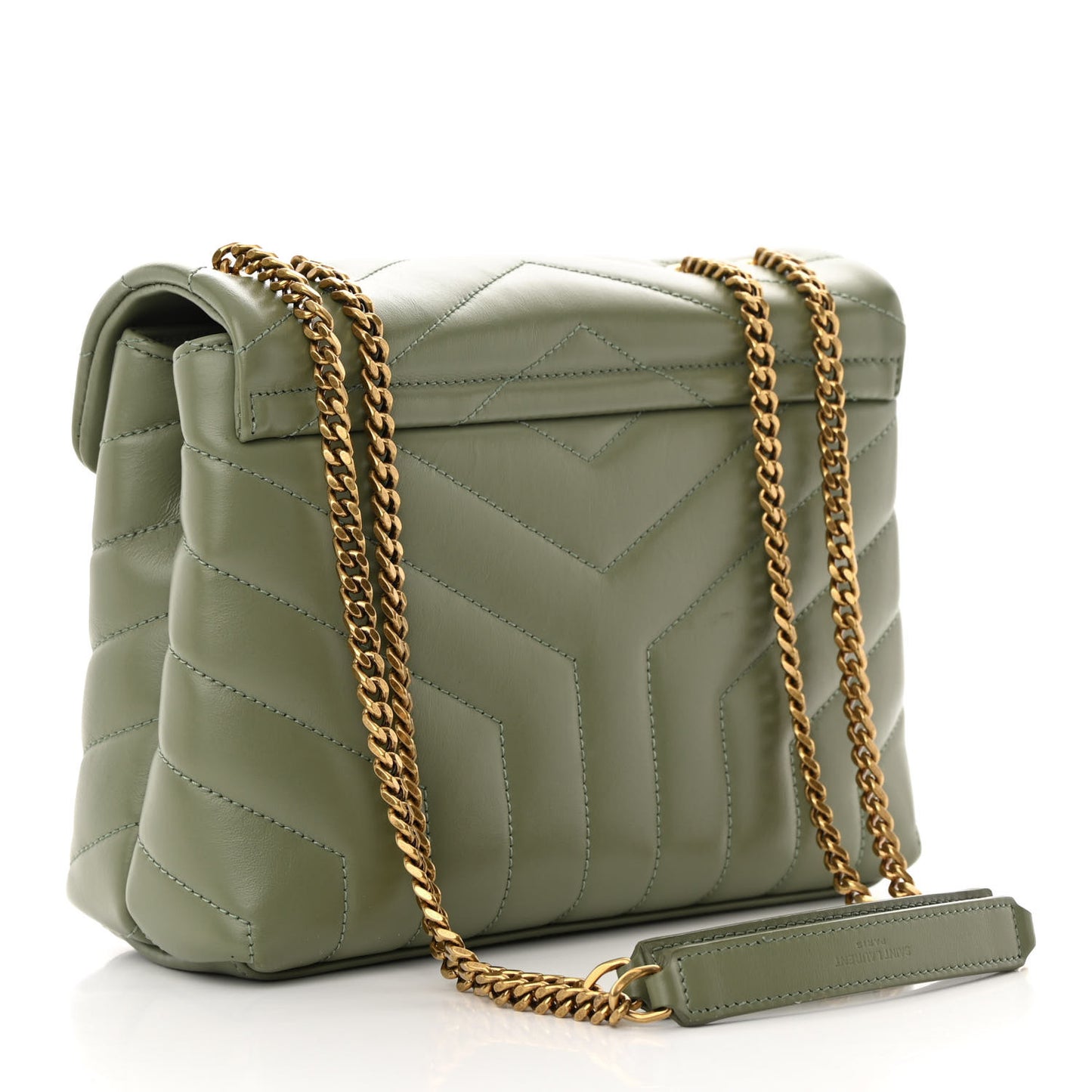 Calfskin Y Quilted Monogram Small Loulou Chain Satchel Light Sage