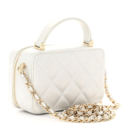 Chanel Metallic Lambskin Quilted Top Handle Vanity Case Silver 4 of 11