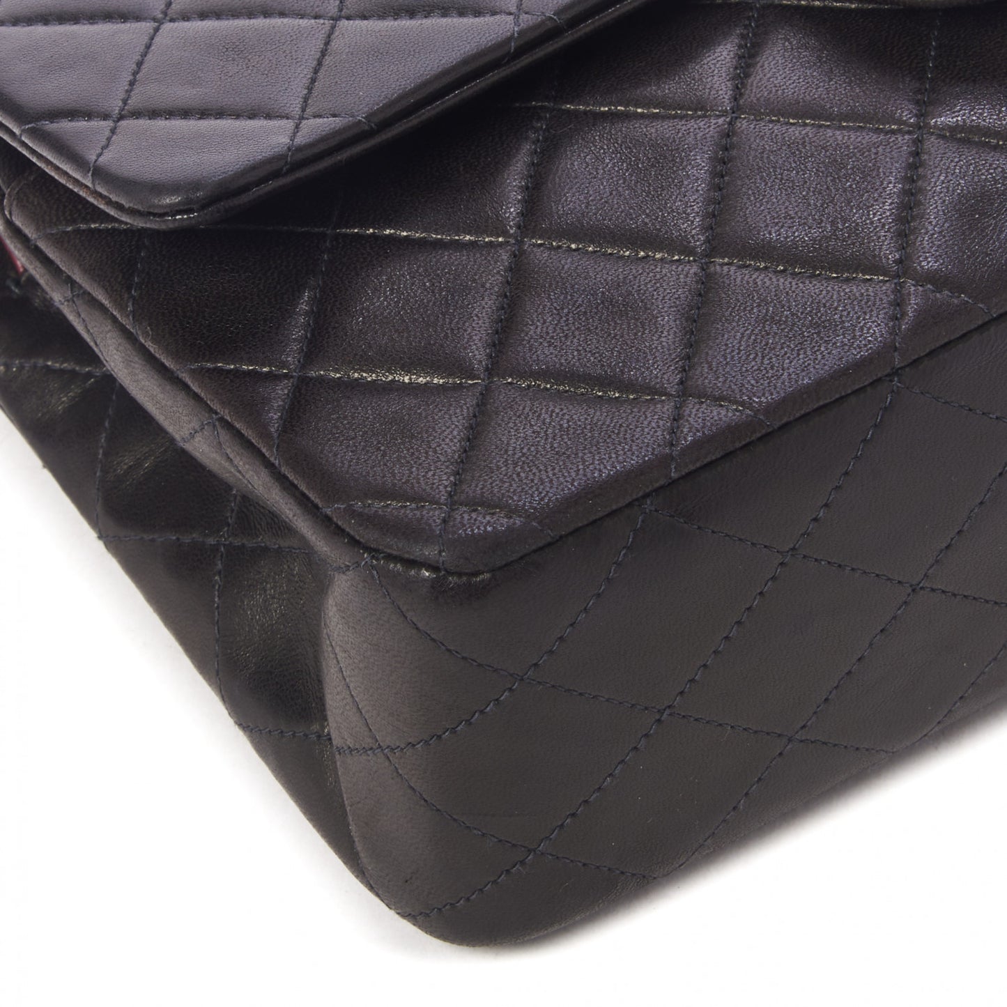 Lambskin Quilted Medium Double Flap Black