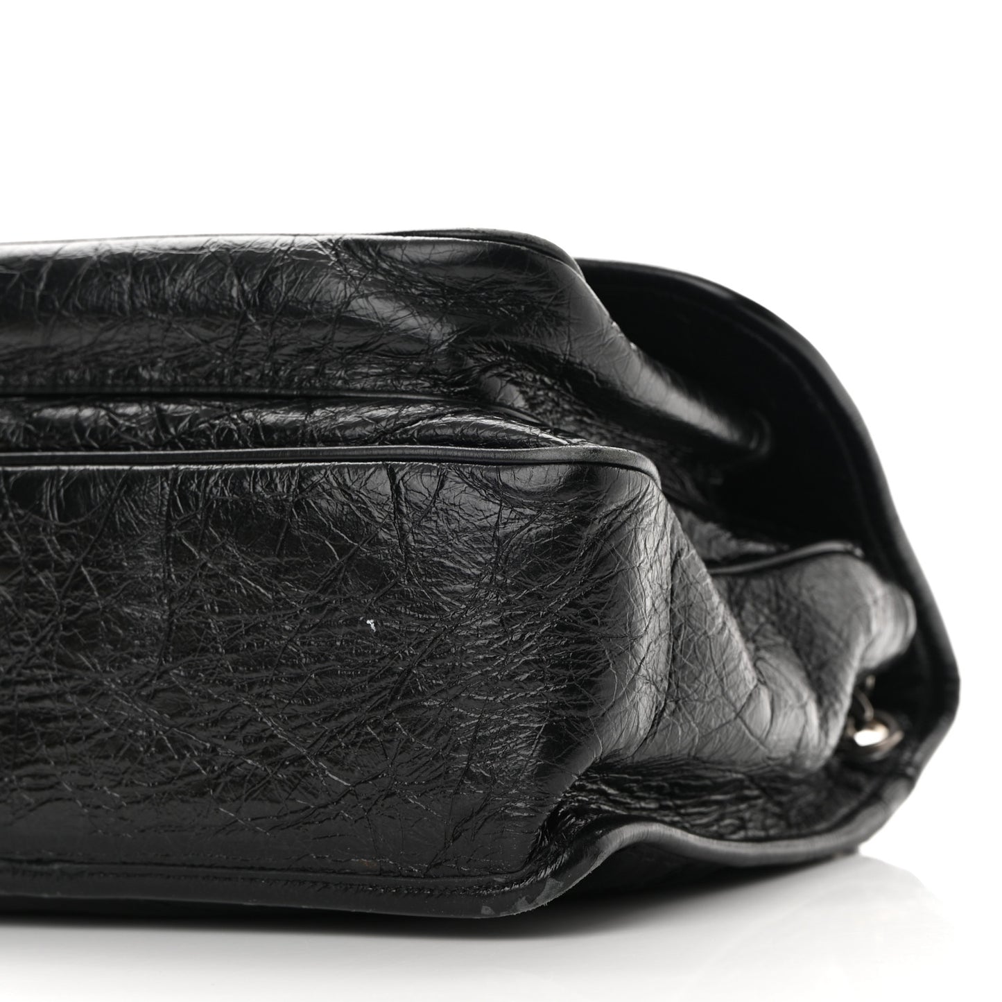 Crinkled Calfskin Matelasse Monogram Medium Niki Chain Satchel Black