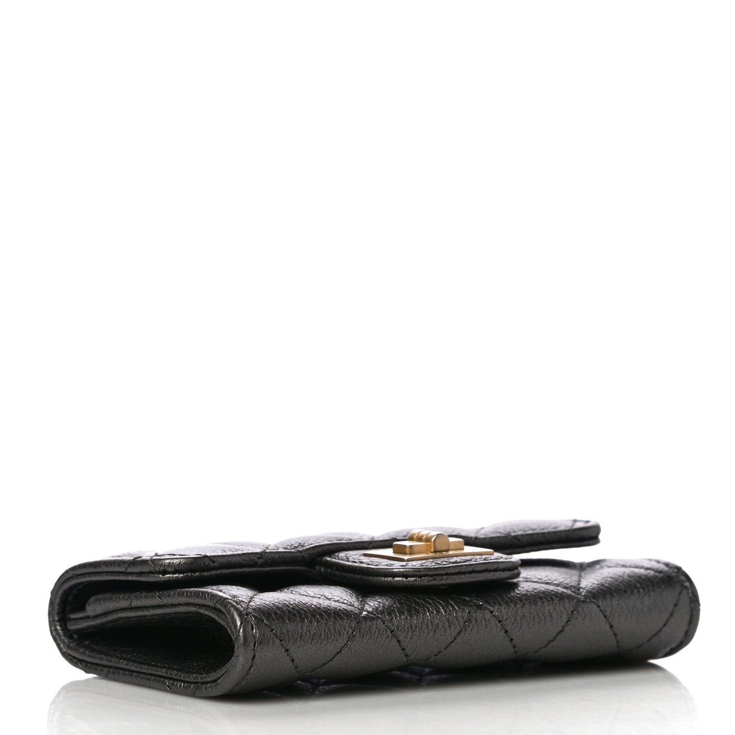 Chanel Metallic Calfskin Quilted Reissue Flap Card Holder Charcoal 4 of 12