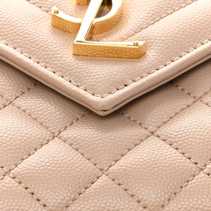 Saint Laurent Grain De Poudre Textured Mixed Matelasse Medium Triquilt Monogram Satchel Dark Beige 12 of 14