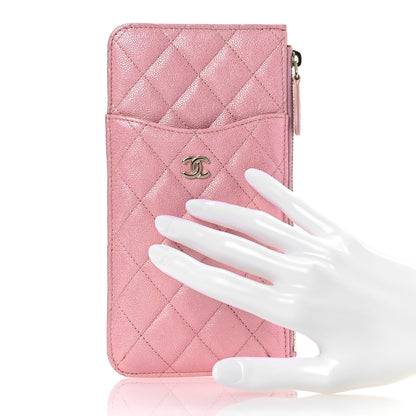 Chanel Iridescent Caviar Quilted Classic iPhone Pouch  Rose Pink 2 of 11