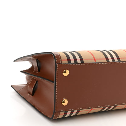 Burberry Calfskin Vintage Check Mini Two Handle Title Bag Archive Beige 8 of 10