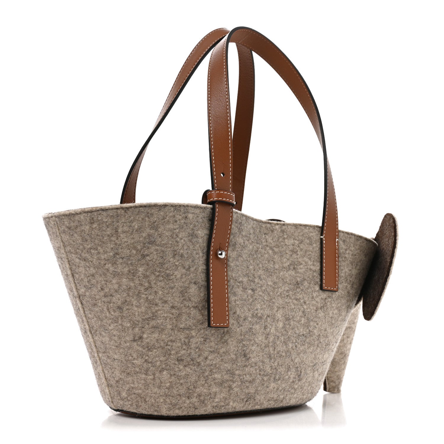 Loewe Felt Calfskin Elephant Basket Tote Beige Brown 3 of 9