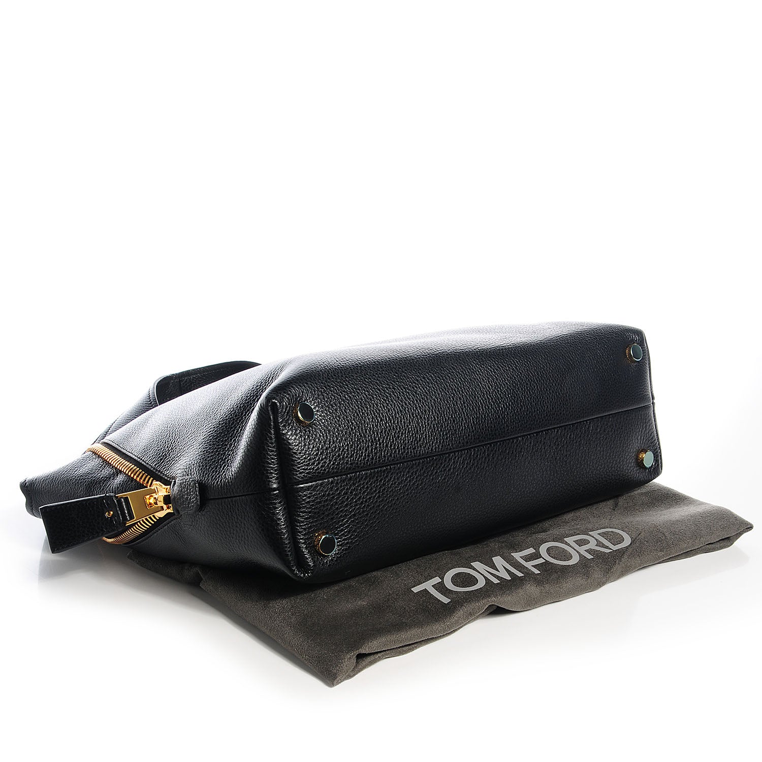 Tom Ford Pebbled Calfskin Jennifer Side-Zip Hobo Black 4 of 9