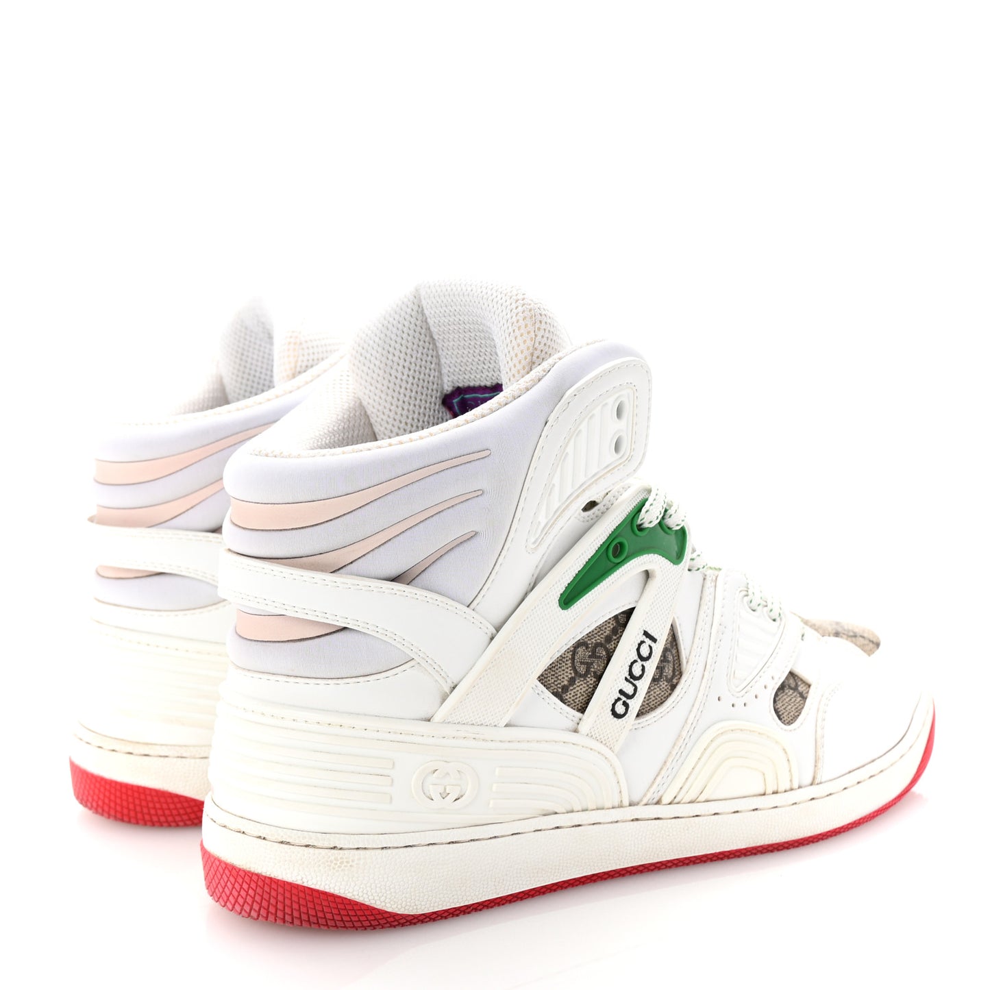 Demetra GG Supreme Monogram Mens Basket High Top Sneakers 8.5 Great White Beige Ebony