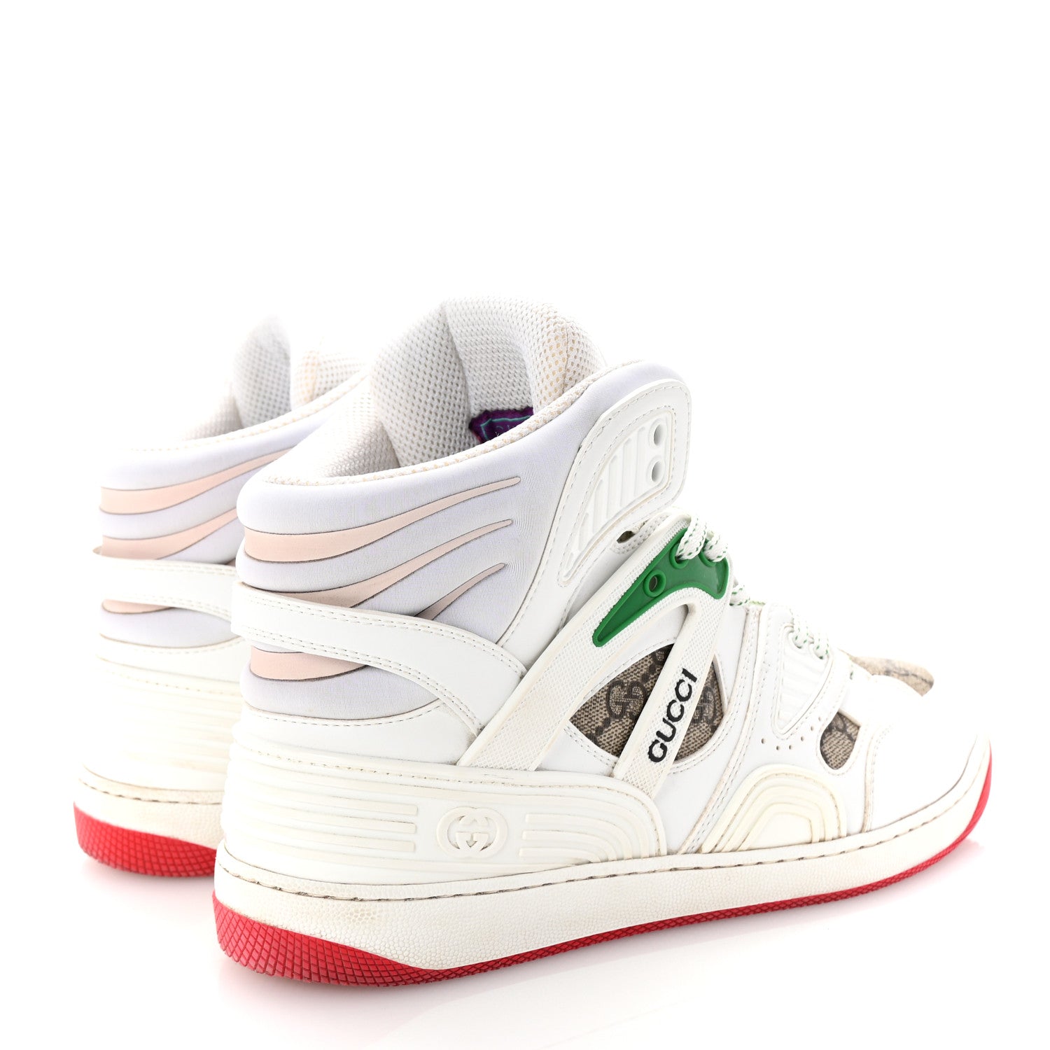 Gucci Demetra GG Supreme Monogram Mens Basket High Top Sneakers 8.5 Great White Beige Ebony 5 of 10