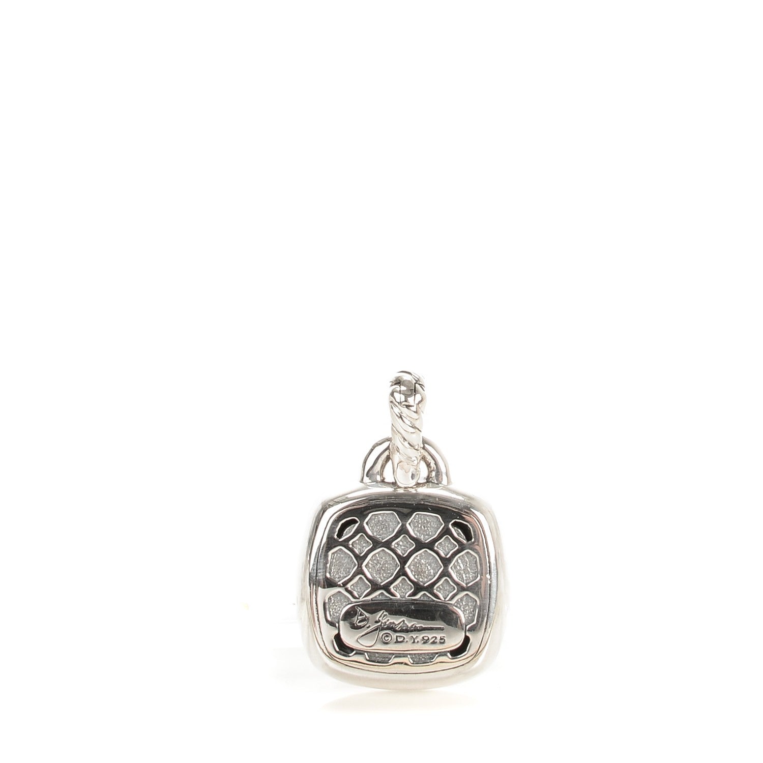 David Yurman Sterling Silver Pave Diamond 14mm Black Orchid Albion Enhancer Pendant 3 of 5