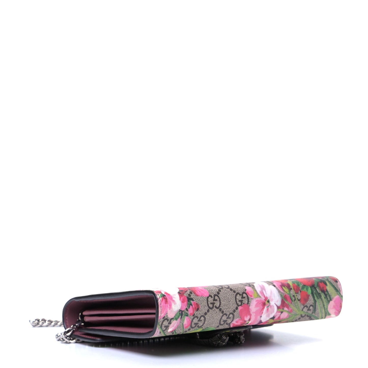 GG Supreme Monogram Blooms Mini Dionysus Chain Wallet Beige Multicolor Dry Rose