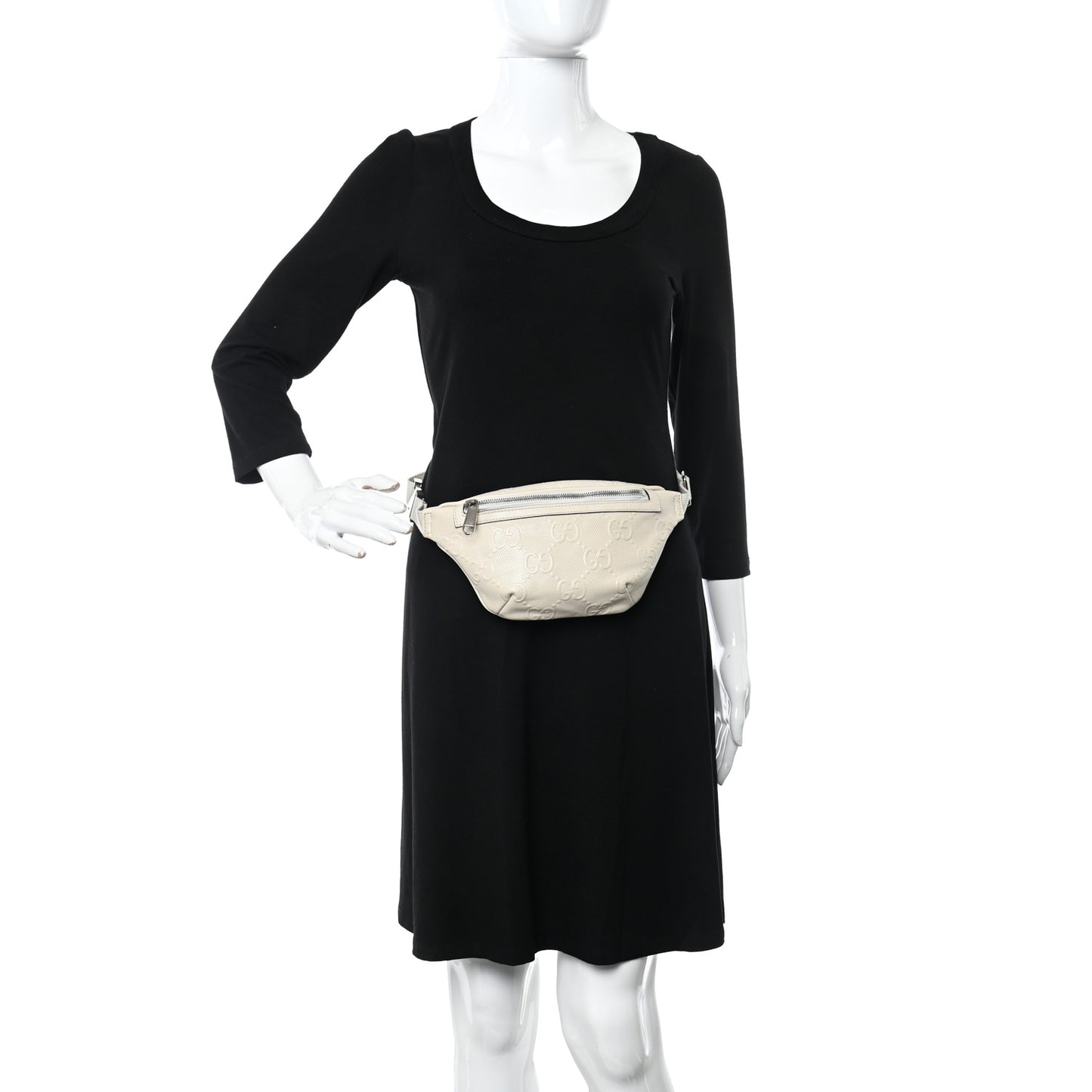 Calfskin GG Tennis Embossed Belt Bag Mystic White