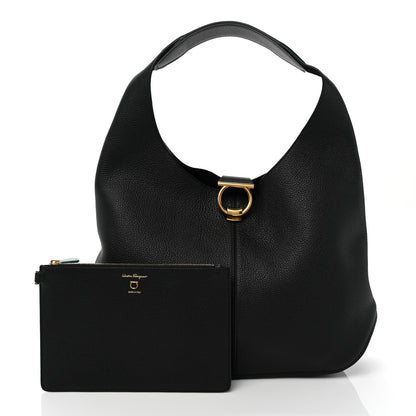 Salvatore Ferragamo Calfskin Margot Hobo Black 3 of 9